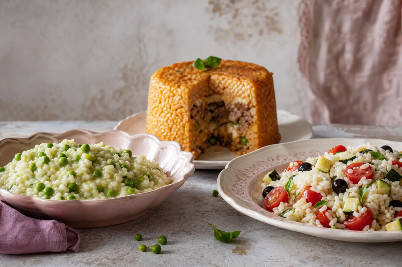 Risi e bisi, timbale de riz dorée et salade de riz italienne